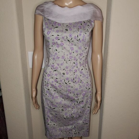 Vintage lavender floral print midi dress by Bellum - Picture 8 of 11
